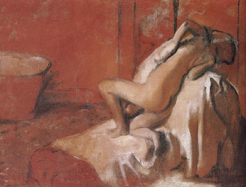 Edgar Degas Lady toweling off her body after bath Norge oil painting art